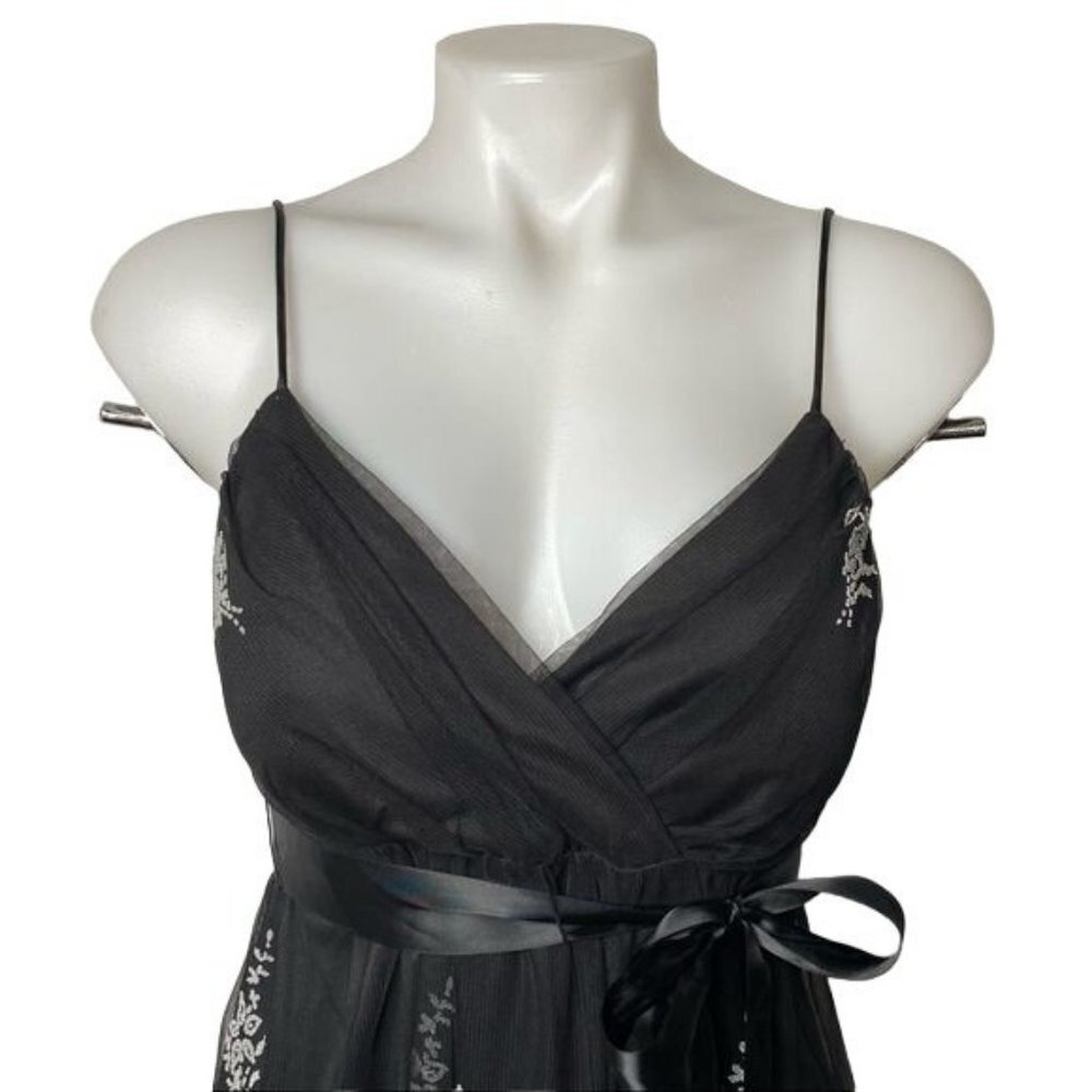 Onyx Sparkle Beaded Floral Little Black Party Dress Size 10 - Picture 2 of 14